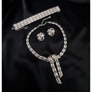 Rare Find Vintage Coro Signed Silver-Tone Jewelry Set